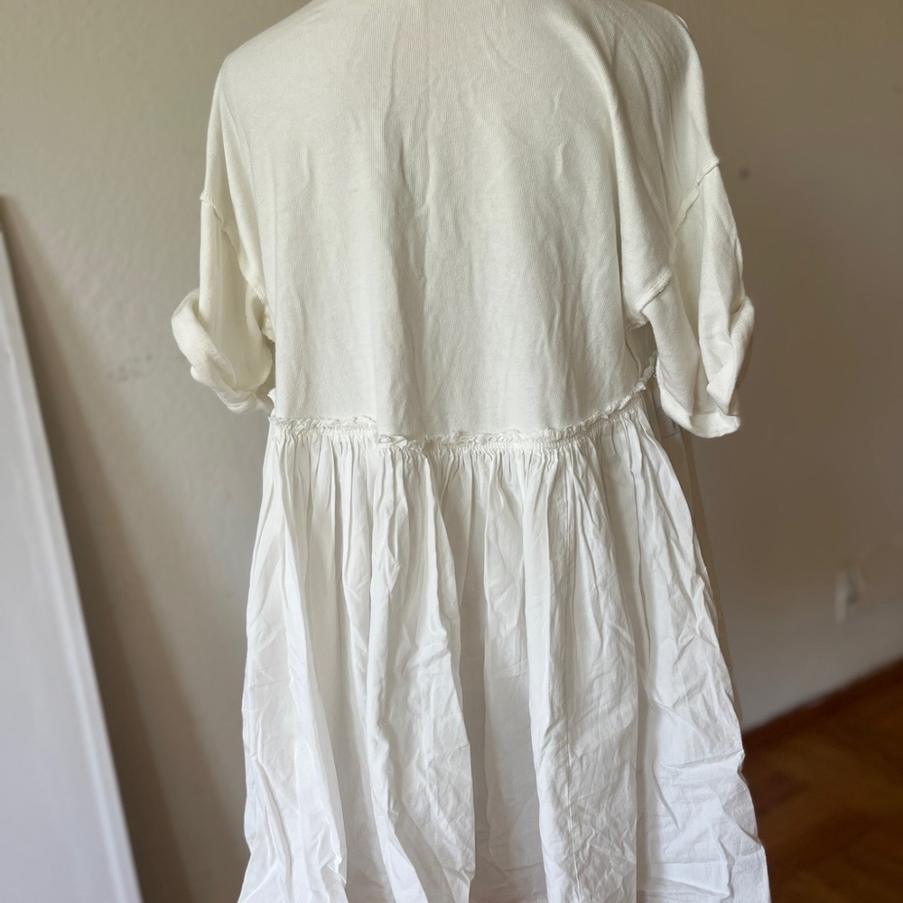 Free People white cotton t-shirt dress sz S - Picture 3 of 4